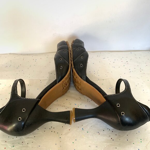 Parade VTG Y2K Black Leather Mary Jane d'Orsay Heels White Contrast Stitching 9 - Picture 12 of 16